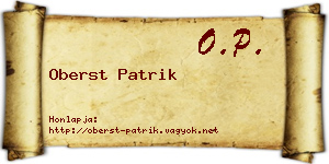 Oberst Patrik névjegykártya